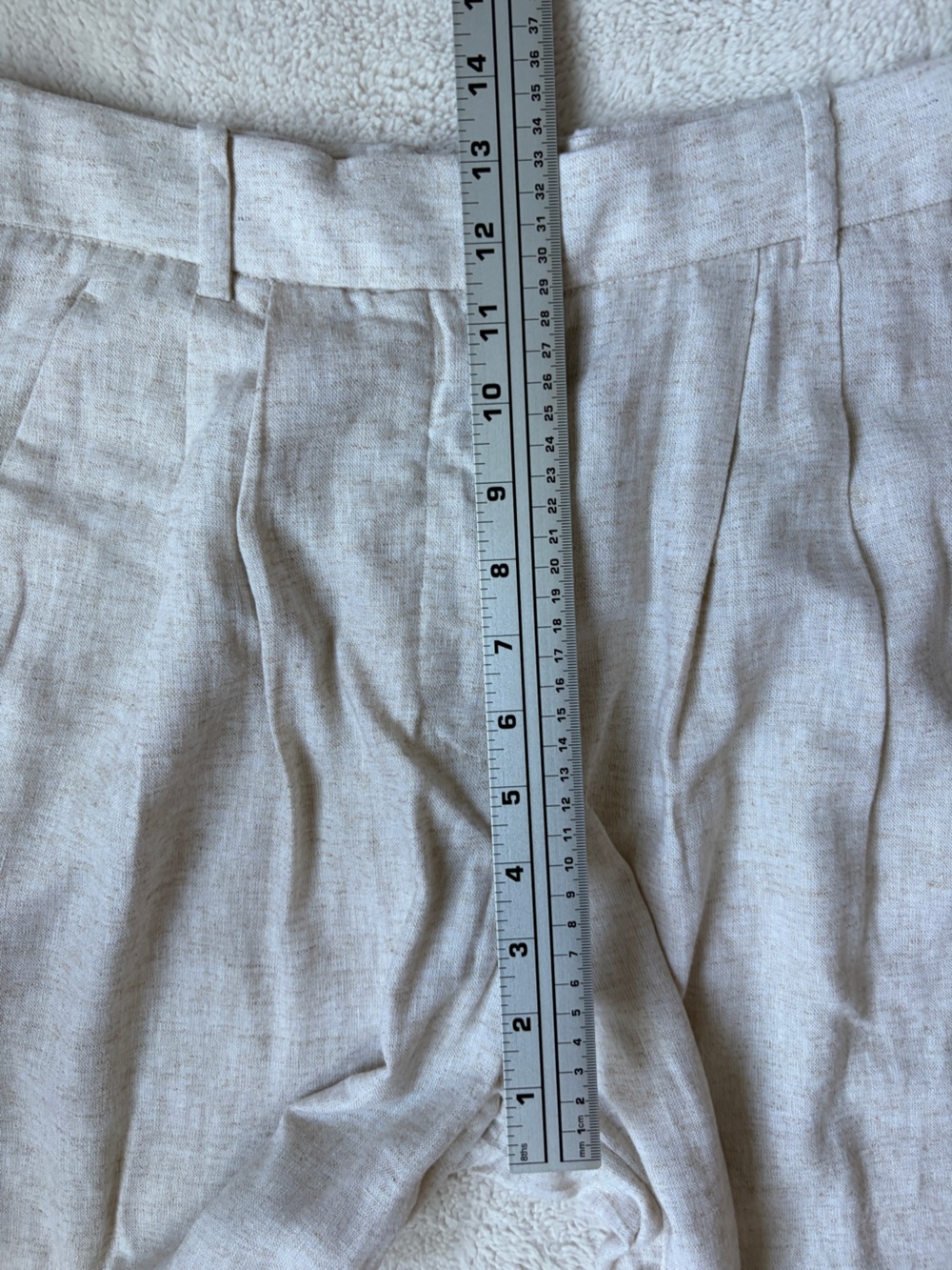 Abercrombie & Fitch Curve Love Wide Leg Light Beige Linen Blend Trousers Size 28 - Picture 6 of 9